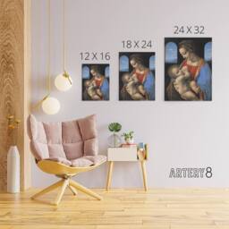 "Artery8 Madonna Litta Virgin Mary da Vinci Vintage Canvas Wall Art in Blue - Size: W18"" x H24""" - thumbnail 4