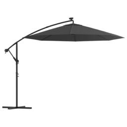 Berkfield Home Cantilever Umbrella LED Lights & Steel Pole 300cm Anthracite in Black - thumbnail 2