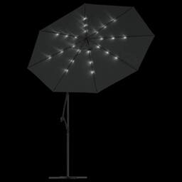 Berkfield Home Cantilever Umbrella LED Lights & Steel Pole 300cm Anthracite in Black - thumbnail 6