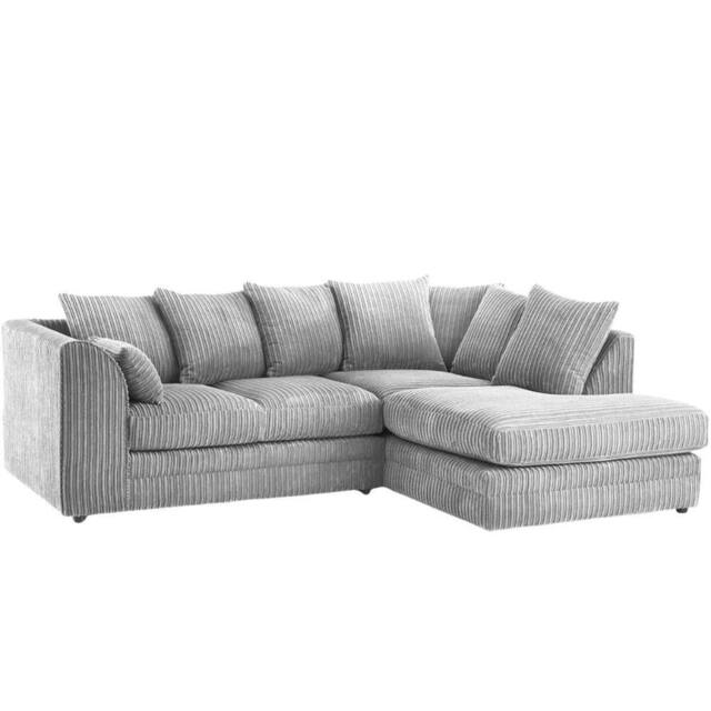 Bliss Furniture Jumbo Cord Scatter Back 4 Seater Right Hand Corner Sofa Silver - Size: 4 Person - image 1