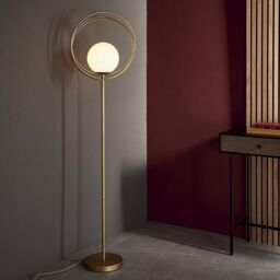 Netlighting 'BERGAMO' Non Dimmable Stylish Contemporary 1 Light Glass Floor Lamp in Gold - thumbnail 2