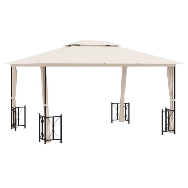 Berkfield Home Gazebo with Sidewalls&Double Roofs 3x4 m Cream in Beige - image 1