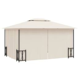 Berkfield Home Gazebo with Sidewalls&Double Roofs 3x4 m Cream in Beige - thumbnail 4