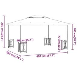 Berkfield Home Gazebo with Sidewalls&Double Roofs 3x4 m Cream in Beige - thumbnail 6