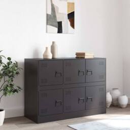 Berkfield Home Sideboard Black 99x39x73 cm Steel - Size: 99 x 39 x 73 cm - thumbnail 3