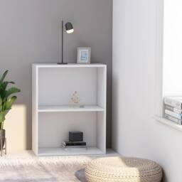 Berkfield Home 2-Tier Book Cabinet White 60x30x76.5 cm Engineered Wood - thumbnail 2