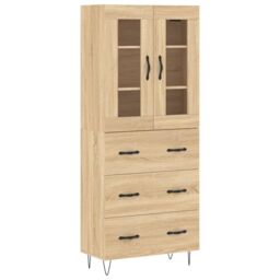 Berkfield Home Highboard Sonoma Oak 69.5x34x180 cm Engineered Wood in Brown - thumbnail 2