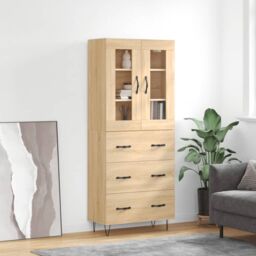 Berkfield Home Highboard Sonoma Oak 69.5x34x180 cm Engineered Wood in Brown - thumbnail 1