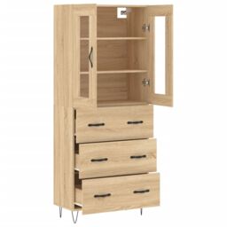 Berkfield Home Highboard Sonoma Oak 69.5x34x180 cm Engineered Wood in Brown - thumbnail 4