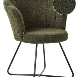 Wyld and Coco Armless Boucle Chair Dark Green - Shell Back Black Metal Frame - thumbnail 2