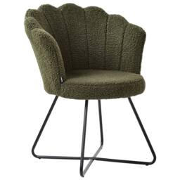 Wyld and Coco Armless Boucle Chair Dark Green - Shell Back Black Metal Frame - thumbnail 3