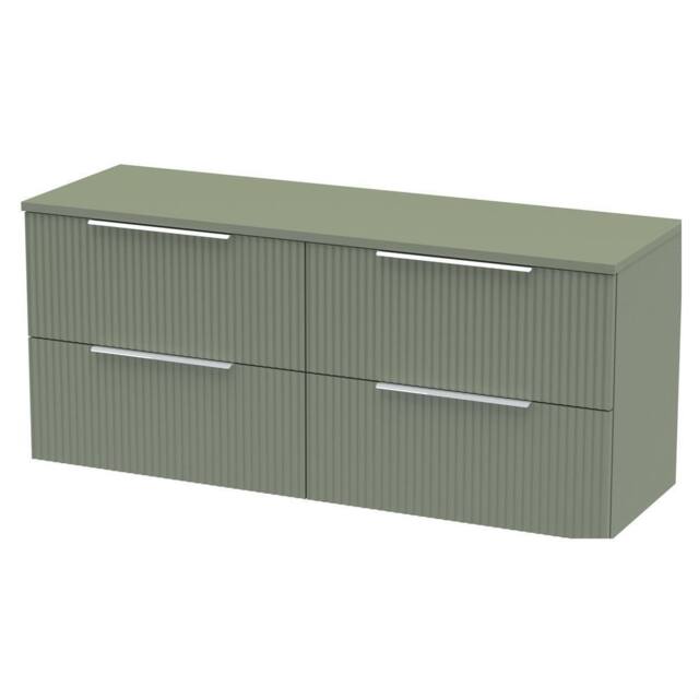 Balterley Tixall Fluted 4 Drawer Wall Hung Vanity Unit, Satin Green, 1200mm in Green - image 1