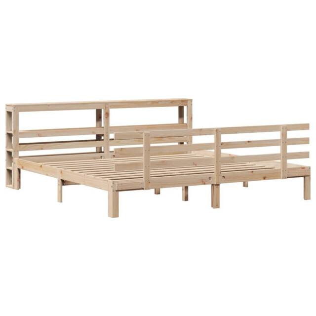 Berkfield Home Beautiful Bed Frame with Headboard without Mattress 180x200 cm Su in Natural - Size: Super King - image 1
