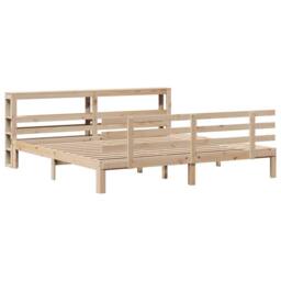 Berkfield Home Beautiful Bed Frame with Headboard without Mattress 180x200 cm Su in Natural - Size: Super King - thumbnail 1