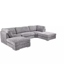 Snugg Furniture UK Limited London U Shape Full Back Corner Sofa in Silver - thumbnail 2