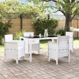 Berkfield Home Modern Garden Chair Set of 4 White Poly rattan Standard Light Weight
