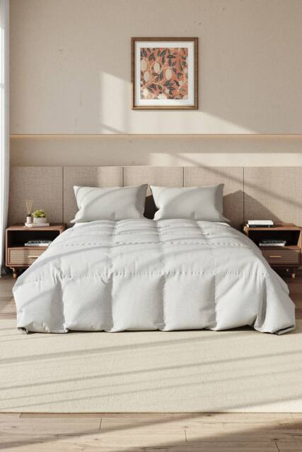 Garden Sanctuary Grey Quilted Down Alternative Duvet Insert, 230cm L x 200cm W - Size: 230 cm L x 200 cm W - image 1