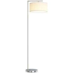 HOMCOM Floor Lamp, Modern Standing Lamp with Linen Lampshade, Silver Tone - thumbnail 2