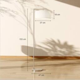 HOMCOM Floor Lamp, Modern Standing Lamp with Linen Lampshade, Silver Tone - thumbnail 3