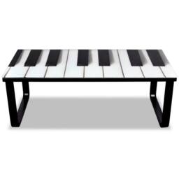 Berkfield Home Coffee Table with Piano Printing Glass Top - thumbnail 2