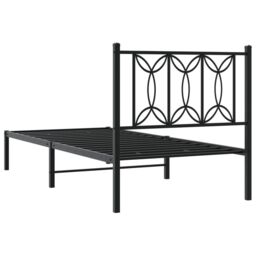 Berkfield Home Metal Bed Frame without Mattress with Headboard Black 90x190cm - Size: 90x190 cm - thumbnail 6