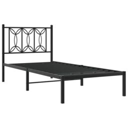 Berkfield Home Metal Bed Frame without Mattress with Headboard Black 90x190cm - Size: 90x190 cm - thumbnail 3