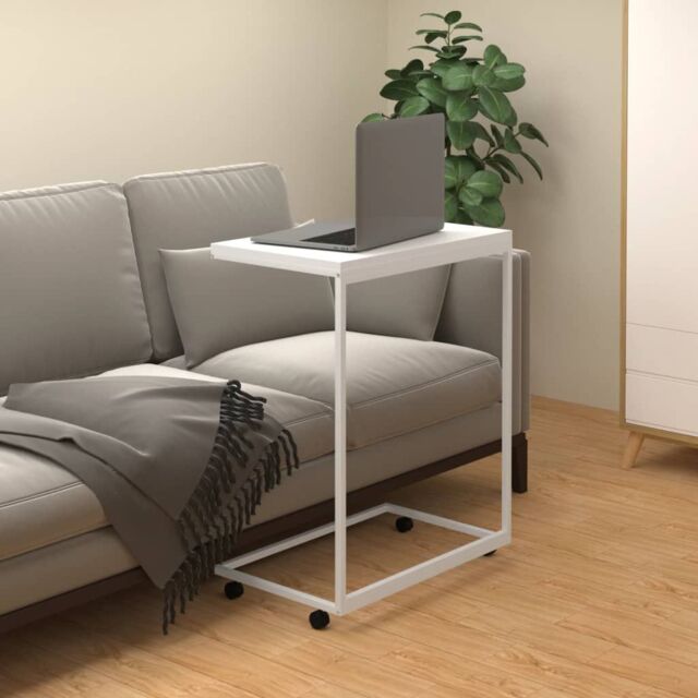 Berkfield Home Side Table with Wheels White 55x35x70 cm Engineered Wood - Size: 55 x 35 x 70 cm - image 1