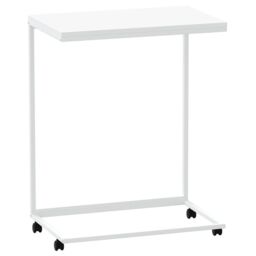 Berkfield Home Side Table with Wheels White 55x35x70 cm Engineered Wood - Size: 55 x 35 x 70 cm - thumbnail 2