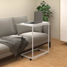 Berkfield Home Side Table with Wheels White 55x35x70 cm Engineered Wood - Size: 55 x 35 x 70 cm - thumbnail 1