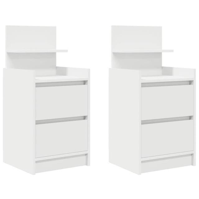 Berkfield Home Bedside Cabinets with 2 Drawers 2 pcs White 38x34x80 cm - Size: 38 x 34 x 80 cm - image 1