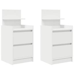 Berkfield Home Bedside Cabinets with 2 Drawers 2 pcs White 38x34x80 cm - Size: 38 x 34 x 80 cm - thumbnail 1