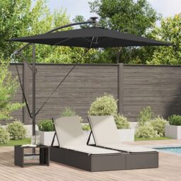 Berkfield Home Cantilever Banana Parasol with Lock Black 294 x 200 x 254 cm - thumbnail 1