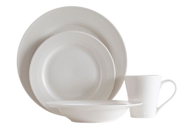 Orsina Elegant 16 Pc Ribbed Dinner Set, Ribbed Design Dinner Set For Kitchen, Glazed Finish Modern Dinner Set in White - image 1