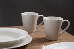 Orsina Elegant 16 Pc Ribbed Dinner Set, Ribbed Design Dinner Set For Kitchen, Glazed Finish Modern Dinner Set in White - thumbnail 3