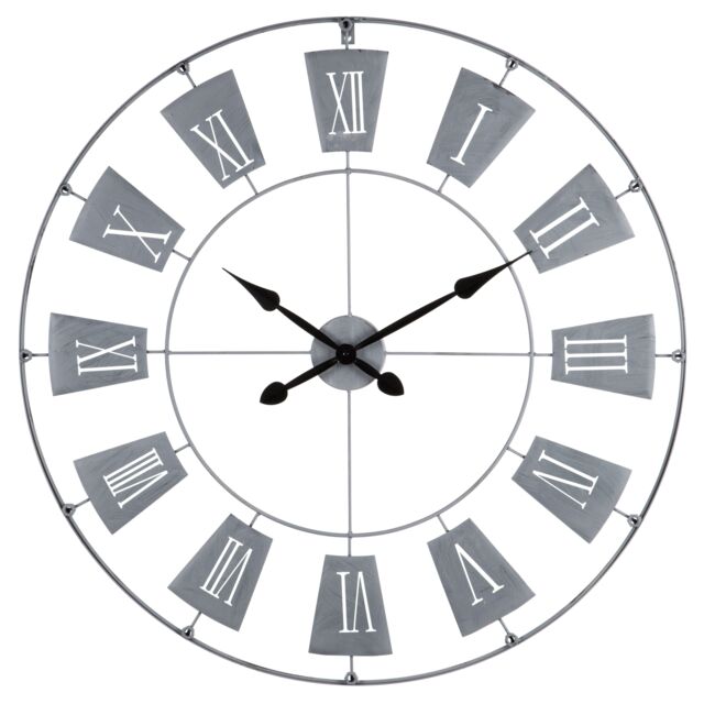 Orsina Grey Metal Large Wall Clock, 90cm Round Clock With Weathered Plates, Silent Wall Clock With Metal Frame - image 1