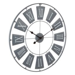 Orsina Grey Metal Large Wall Clock, 90cm Round Clock With Weathered Plates, Silent Wall Clock With Metal Frame - thumbnail 2