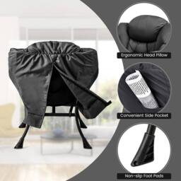 Costway Lazy Chair w/Ottoman Modern Leisure Chair Lounge Chair w/Pillow in Grey - thumbnail 7