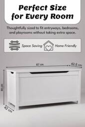 Hygrad Built to Survive Large Wooden Ottoman Toy Chest Storage Box For Children in White - thumbnail 5