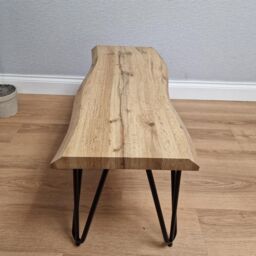 KOSY KOALA Wooden Bench With Metal Hairpin Legs for Dining Room, Work, or Study in Brown - thumbnail 3