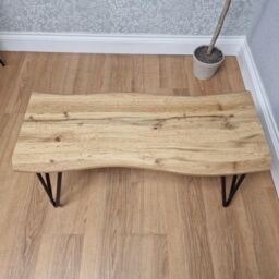KOSY KOALA Wooden Bench With Metal Hairpin Legs for Dining Room, Work, or Study in Brown - thumbnail 4