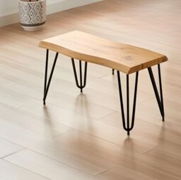 KOSY KOALA Wooden Bench With Metal Hairpin Legs for Dining Room, Work, or Study in Brown
