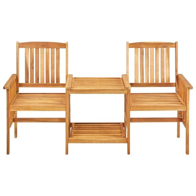 Berkfield Home Garden Chairs with Tea Table 159x61x92 cm Solid Acacia Wood in Brown - Size: 159 x 61 x 92 cm - image 1