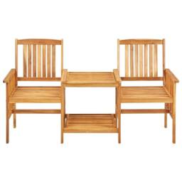 Berkfield Home Garden Chairs with Tea Table 159x61x92 cm Solid Acacia Wood in Brown - Size: 159 x 61 x 92 cm - thumbnail 1