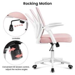 KORVIXA Mesh Office Chair with Adjustable Arms & Height in Pale Pink - Size: 0.6m2 - thumbnail 4