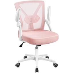 KORVIXA Mesh Office Chair with Adjustable Arms & Height in Pale Pink - Size: 0.6m2 - thumbnail 1