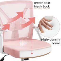KORVIXA Mesh Office Chair with Adjustable Arms & Height in Pale Pink - Size: 0.6m2 - thumbnail 5
