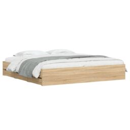 Berkfield Home Bed Frame with Drawers without Mattress Sonoma Oak 200x200 cm in Brown - thumbnail 3