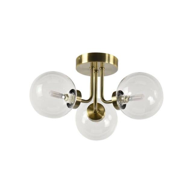 First Choice Lighting Dore - Antique Brass 3 Arm Ceiling Light with Clear Glass Shades in Bronze - image 1