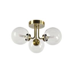 First Choice Lighting Dore - Antique Brass 3 Arm Ceiling Light with Clear Glass Shades in Bronze - thumbnail 1