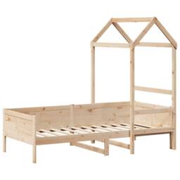 Berkfield Home Beautiful Day Bed with Roof without Mattress 80x200 cm Solid Wood in Light Tan - thumbnail 1